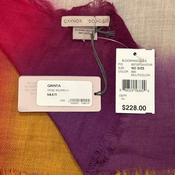NWT Gaynor Grinta Dyed Scarf OS Multi/Beige - Picture 5 of 5